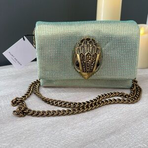 Kurt Geiger Light Green Clutch with Gold Chain